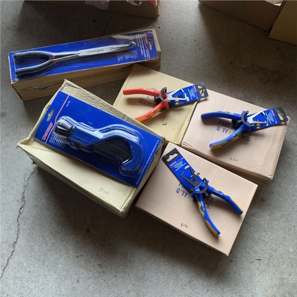 NEW WESTWARD HAND TOOLS 6 DOUBLE X HOSE GRIP PLIERS, 6 ORANGE ADJUSTABLE WIRE STRIPPERS, 12 BLUE ADJ