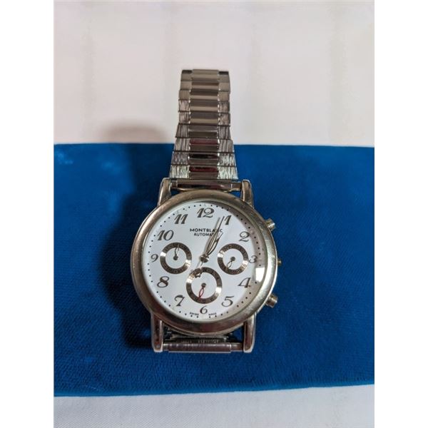 MONT BLANC AUTOMATIC WATCH, SWISS MADE, GOLD PLATED 18K, 7000PL24026 CROWN MISSING, WORKING, UNAUTHE