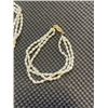 Image 2 : TRIPLE STRAND GENUINE CULTURED FRESHWATER PEARL NECKLACE AND MATCHING BRACELET SET