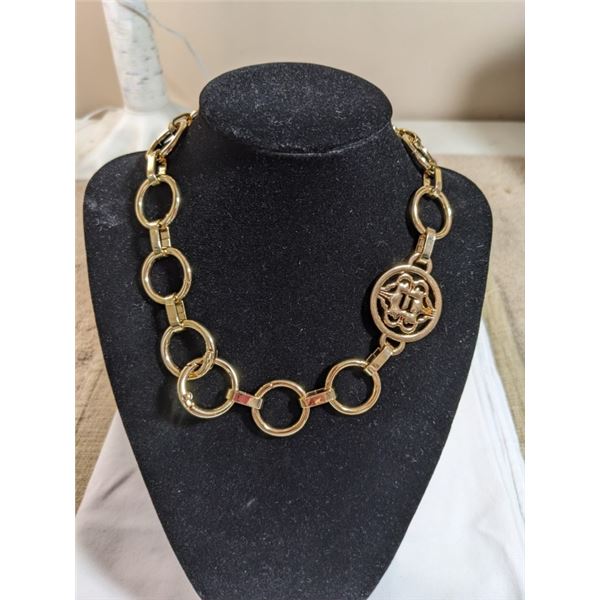 GOLD PLATED DESIGNER LINKS CHOKER NECKLACE