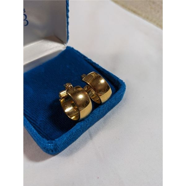 18K GOLD PLATED MONET CLIP ON HOOP EARRINGS