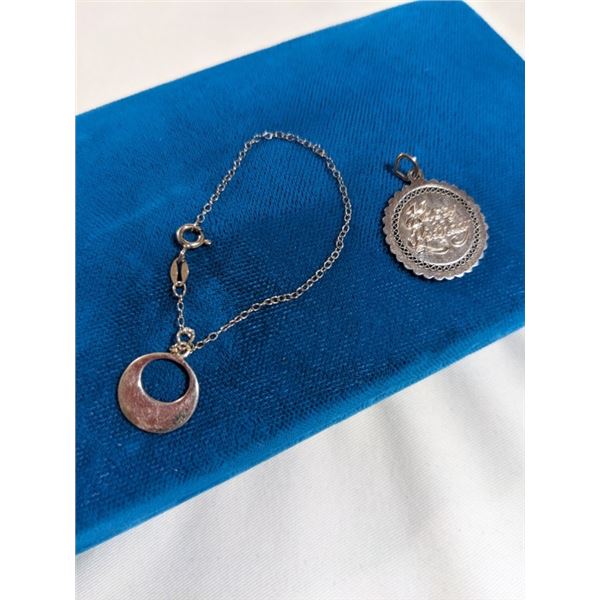 925 STERLING SILVER CHARM BRACELET AND STERLING SILVER HAPPY BIRTHDAY PENDANT