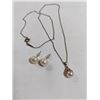 Image 1 : VINTAGE BIRKS GOLD FILLED CHAIN W/ PEARL PENDANT NECKLACE AND PAIR OF PEARL EARRINGS