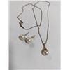 Image 2 : VINTAGE BIRKS GOLD FILLED CHAIN W/ PEARL PENDANT NECKLACE AND PAIR OF PEARL EARRINGS