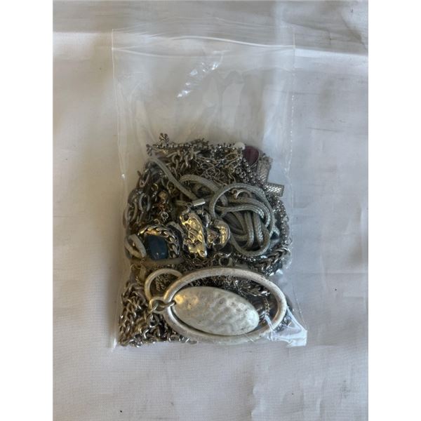 ASSORTED SILVER TONE CHAINS AND NECKLACES