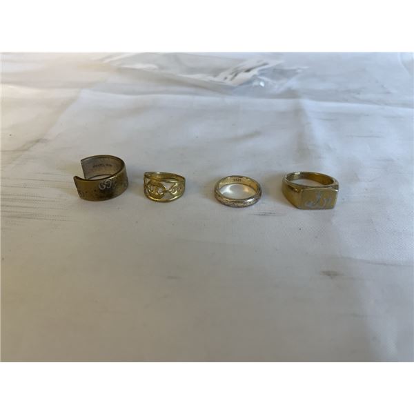 4 STAMPED RINGS