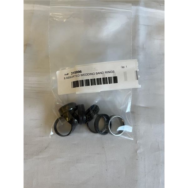 8 ASSORTED WEDDING BAND RINGS