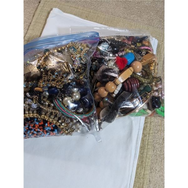 2 BAGS W/ MISC JEWELRY, BEADS AND PARTS
