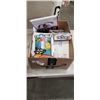 Image 1 : TRAY OF OFFICE SUPPLIES INCLUDING ZENO WATER COLOR PAPER, TINKY GEEKS PALM EGG CRAYONS, 2 POP O MATI