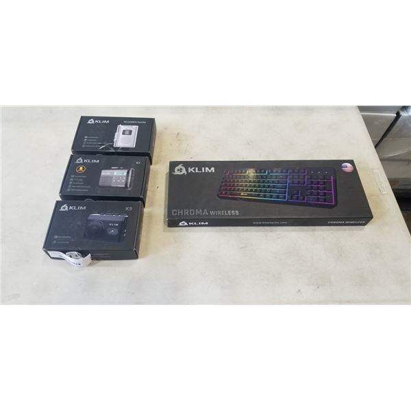 KLIM CHROMA KEYBOARD AND 3 KLIM CASSETTE PLAYERS. MODELS K7, K8 AND K9