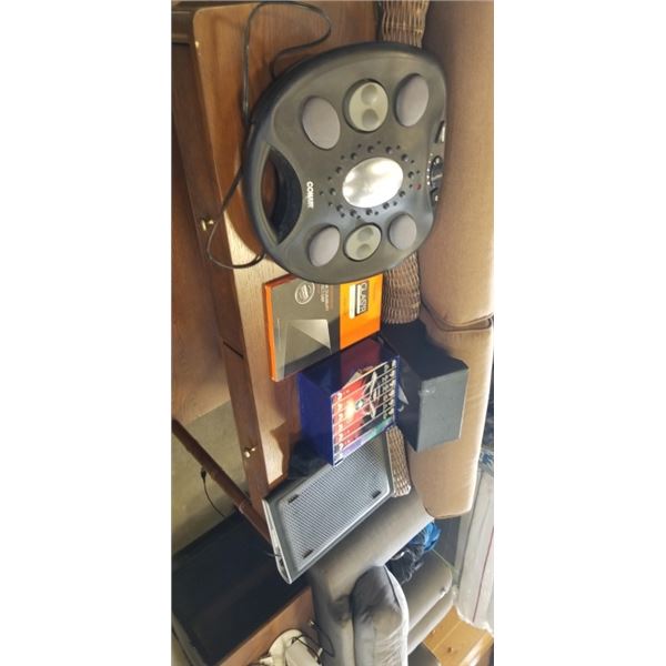 FOOT MASSAGER, NEW SCREEN PROTECTOR, LAPTOP COOL PAD, ELECTRIC PUMP, AND STARTREK VHS SET
