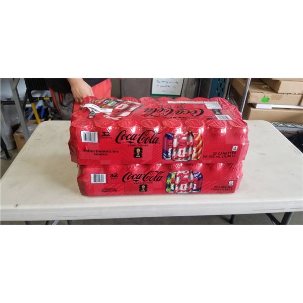 2 CASES COCA COLA  ZERO SUGAR (32 CANS PER CASE, SOME CANS MAY BE MISSING)