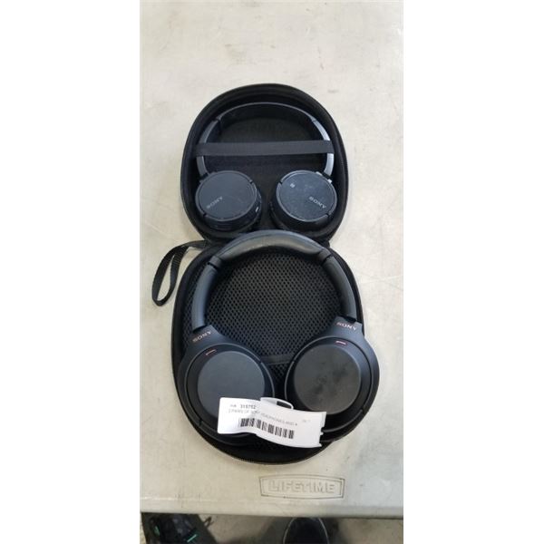 2 PAIRS OF SONY HEADPHONES AND A SOFT CASE
