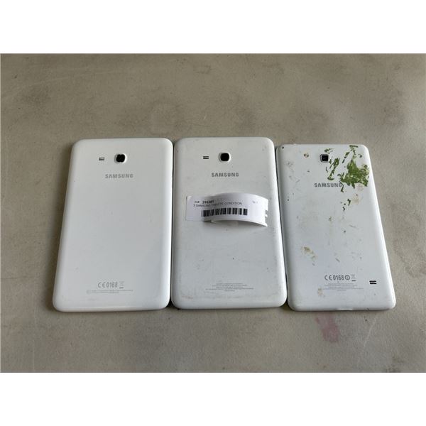3 SAMSUNG TABLETS. CONDITION UNKNOWN