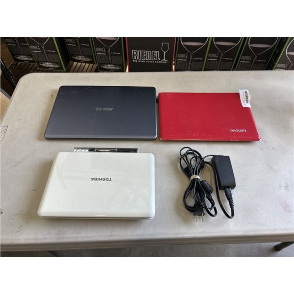ASUS NOTEBOOK PC, LENOVO IDEAPAD AND TOSHIBA PORTABLE DVD PLAYER. UNKNOWN CONDITION