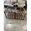Image 1 : 2 RATTAN END TABLES WITH GLASS TOPS