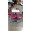 Image 1 : PUB TABLE WITH 4 RED CHAIRS