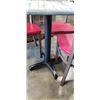 Image 4 : PUB TABLE WITH 4 RED CHAIRS