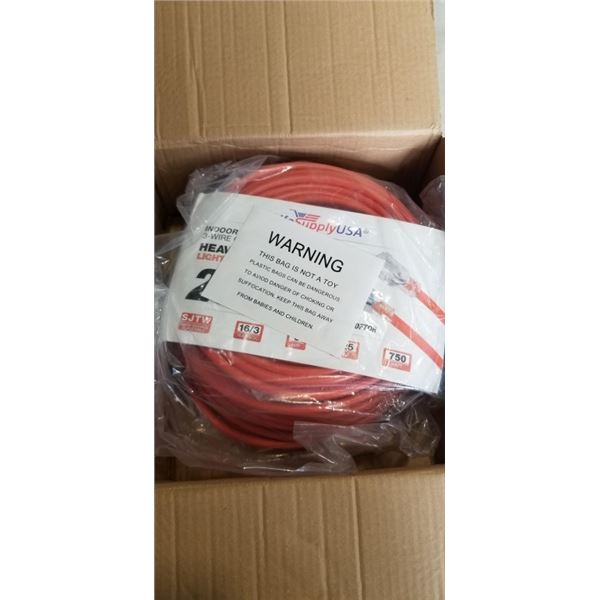 HEAVY DUTY 200 FOOT ORANGE EXTENSION CORD. 16AWG/3C