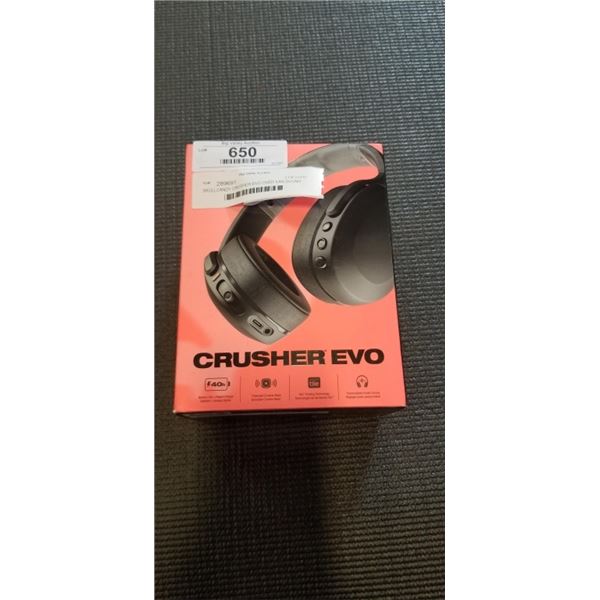 SKULLCANDY CRUSHER EVO OVER EAR SOUND ISOLATING BLUETOOTH HEADPHONES - TESTED WORKING, RETAIL $199