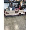 Image 1 : TAN COLORED FABRIC COUCH AND ARMCHAIR