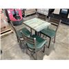 Image 2 : PUB TABLE WITH 4 GREEN CHAIRS