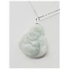 Image 2 : STERLING SILVER NATURAL JADEITE LAUGHING BUDDHA PENDANT, W/A $650.00.