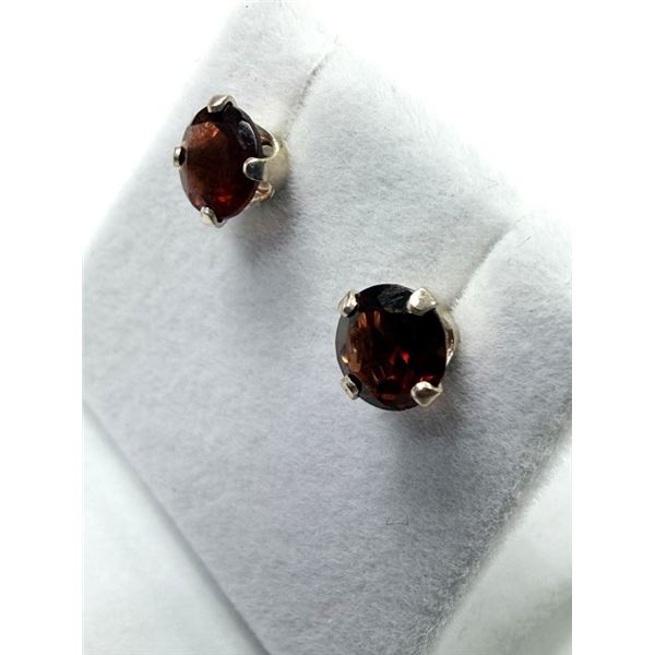 STERLING SILVER NATURAL GARNET EARRINGS, W/A $430.00. GARNET IS THE BIRTHSTONE FOR JANUARY.