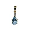 Image 2 : GOLD PLATED STERLING SILVER NATURAL BLUE TOPAZ AND CZ PENDANT, W/A $550.00. BLUE TOPAZ IS THE BIRTHS