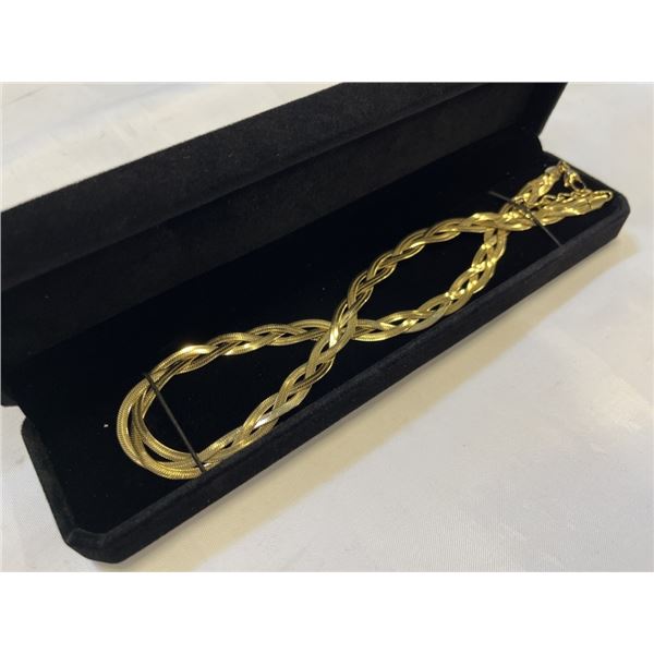 NEW 14K GOLD PLATED 9.0MM TRIPLE TWIST SERPENTINE NECKLACE 18-19.5" LONG
