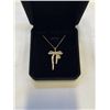 Image 1 : NEW 18K GOLD PLATED 33.0MM SIMUATED DIAMOND (CZ) BOW NECKLACE 18" LONG