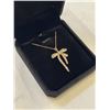 Image 2 : NEW 18K GOLD PLATED 33.0MM SIMUATED DIAMOND (CZ) BOW NECKLACE 18" LONG