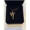 Image 3 : NEW 18K GOLD PLATED 33.0MM SIMUATED DIAMOND (CZ) BOW NECKLACE 18" LONG