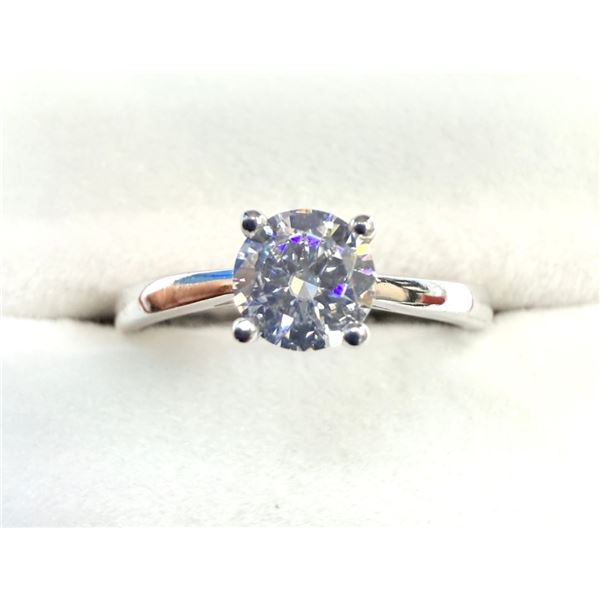 STERLING SILVER MOISSANITE RING, SIZE 5.25, W/A $180.00.