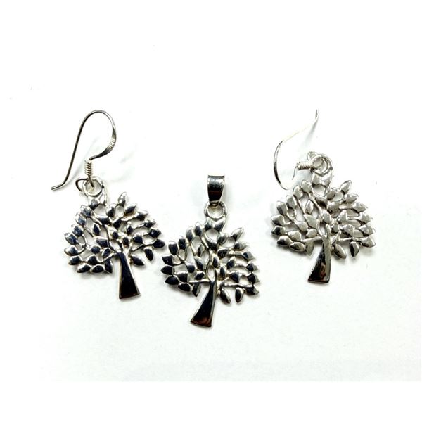 STERLING SILVER TREE OF LIFE PENDANT AND EARRINGS, W.A $450.00.
