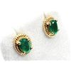 Image 2 : GOLD PLATED STERLING SILVER NATURAL GREEN ONYX EARRINGS, W/A $550.00.