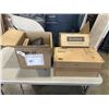 Image 1 : PENDANT LIGHT, OUTDOOR WALL LIGHT AND BOX OF MODEMS