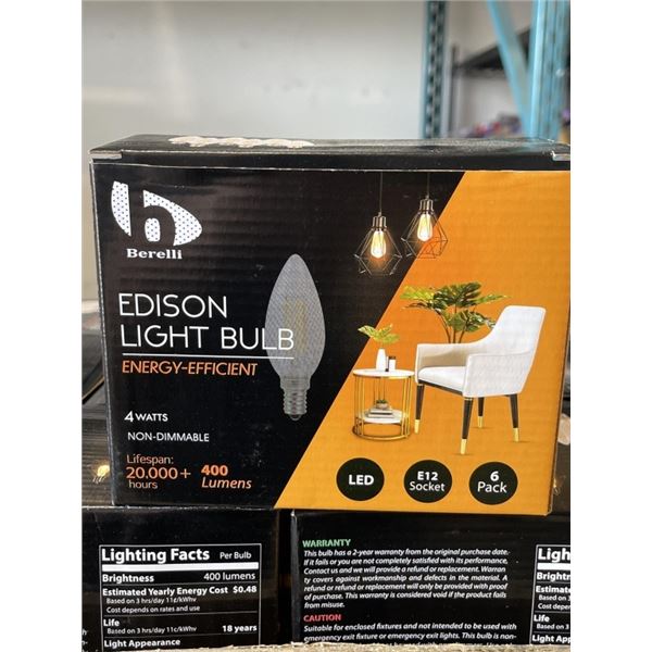 CASE OF NEW EDISON LIGHT BULBS