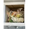 Image 2 : 2 BOXES OF ASSORTED ORNAMENTS AND DECOR, CANDLE HOLDERS ETC