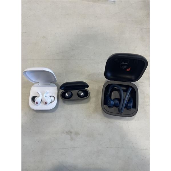 3 PAIRS OF BEATS AUDIO BLUETOOTH EARBUD SETS