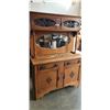 Image 1 : ANTIQUE OAK SIDEBOARD WITH GALLERY & STAIN GLASS DOORS