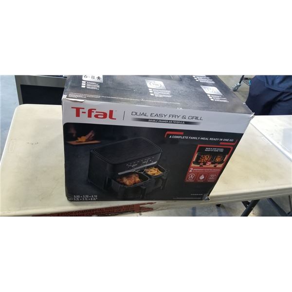 T-FAL DUAL 8.7QT EASY FRY & GRILL AIR FRYER - TESTED WORKING, RETAIL $299