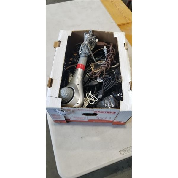 BOX OF EXTENSION CORDS AND POWER CABLES