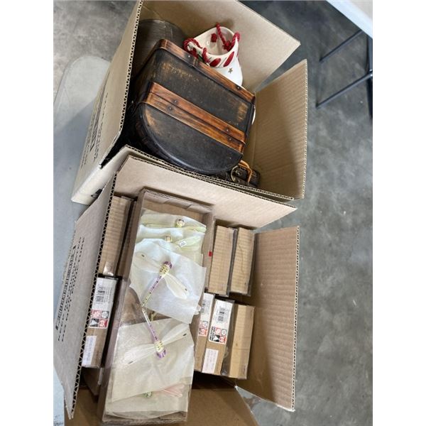 2 BOXES OF NEW BUTTERFLIES ON WIRE FOR CRAFTING AND WOODEN BOXES ETC