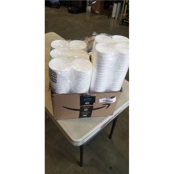 TRAY OF AMAZON OVERSTOCK INCLUDING 2 WATER BOTTLES, INFLATABLE TUMMY TIME MATS, STYROFOAM CUPS