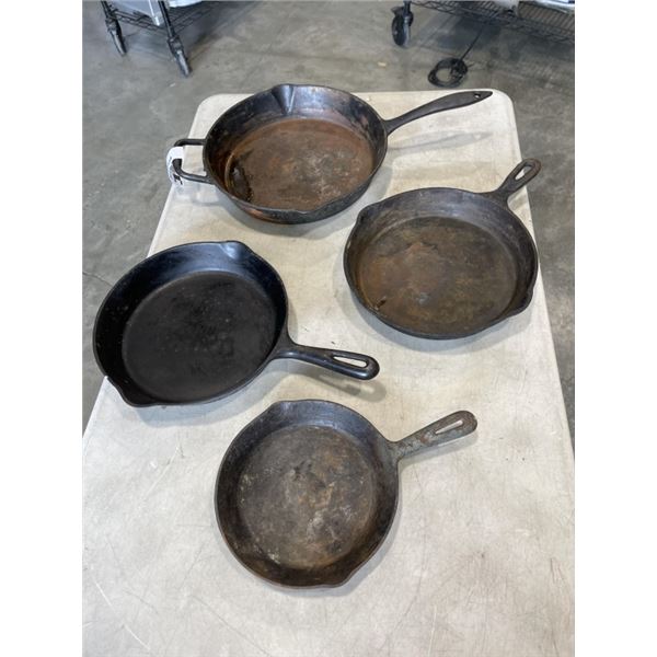 4 CAST IRON PANS