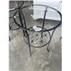 Image 2 : PAIR OF METAL OUTDOOR GLASS TOP TABLES