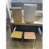 Image 1 : 2 WICKER HAMPERS AND 2 STOOLS