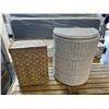 Image 4 : 2 WICKER HAMPERS AND 2 STOOLS