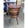 Image 4 : VINTAGE BARREL STAND W/ STORAGE